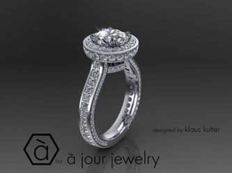 Modern halo diamond engagement ring 19K white gold