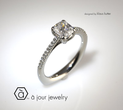 Modern classic diamond engagement ring 19K white gold