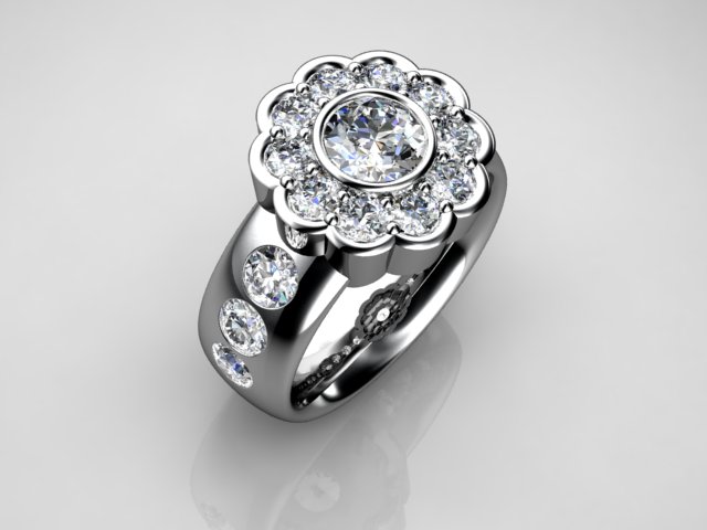 Cathedral low profile engagement ring for all diamond shapes